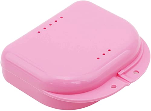 Generic Mouth Guard Case Orthodontic Retainer Box Denture Storage Container, Pink Durable and Professional