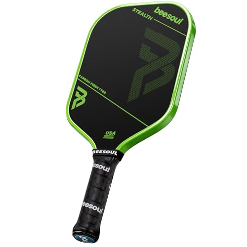 Beesoul Pickleball Paddle with Thermoformed T700 Raw Carbon Fiber Surface, Built for Max Spin Power and Control with 16mm Power Honeycomb Core Large Sweet Spot, USAPA Approved - color: Green