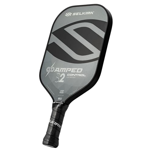 Selkirk Sport Amped Control Pickleball Paddle | Precision & Control Fiberglass Pickleball Paddles | 16mm X5 Core | Made in USA - color: Gray | Midweight, size: S2 (Largest Sweetspot)