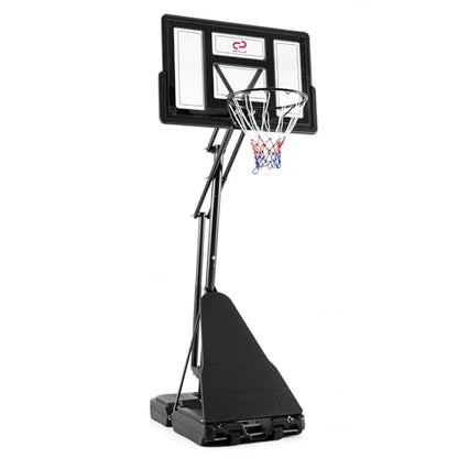 Goplus Outdoor Basketball Hoop, 7.7-10 FT Height Adjustable Tool-Free Basketball Goal System with 43 Inch PC Backboard, Rebound Board, Portable Wheels for Adults in Court, Backyard, Driveway