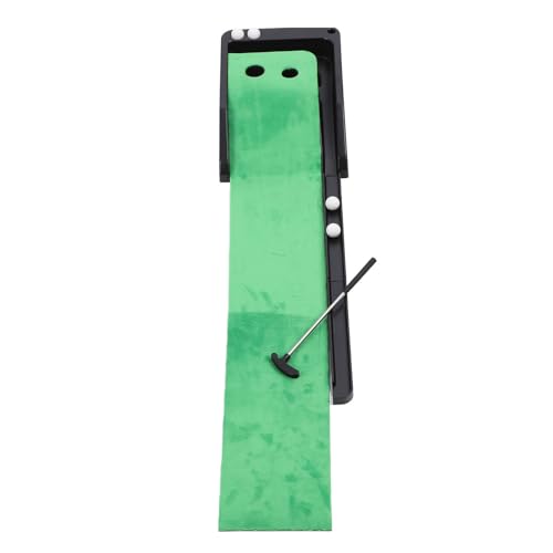 Asixxsix Golf Putting Mat with Automatic Ball Return for Indoor Practice, Green Velvet Exterior Non Slip Rubber Base
