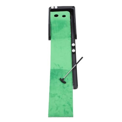 Asixxsix Golf Putting Mat with Automatic Ball Return for Indoor Practice, Green Velvet Exterior Non Slip Rubber Base