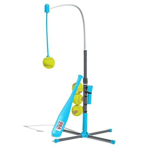 Franklin Sports Grow-with-Me Kids Baseball Batting Tee + Stand Set for Youth + Toddlers - Youth Baseball, Softball + Teeball Hitting Tee Set for Boys + Girls - style: Grow With Me Tee - Usa Softball