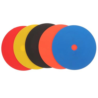 FUOYLOO 5pcs Soccer Marker Plates Football Training Sign Discs Multi-Color Flat Plastic Agility Markers Non-Slip for Soccer Field Drills and Exercise Training