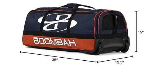 Boombah Brute Rolling Bat Bag - 35" x 15" x 12-1/2" - Multiple Color Options - Holds 4 Bats and Room for Gear - Wheeled Bag