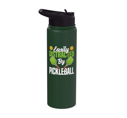 Funny Pickleball Paddle Easily Distracted By Pickleball Stainless Steel Insulated Water Bottle