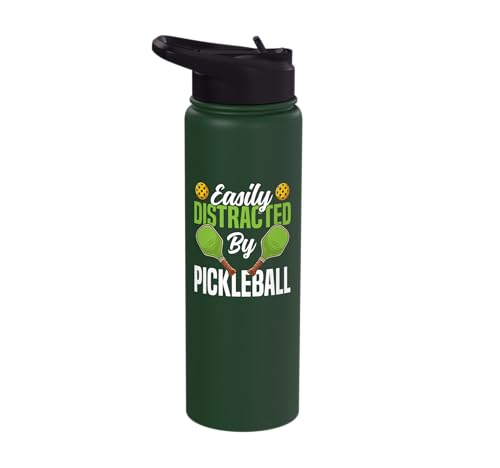 Funny Pickleball Paddle Easily Distracted By Pickleball Stainless Steel Insulated Water Bottle