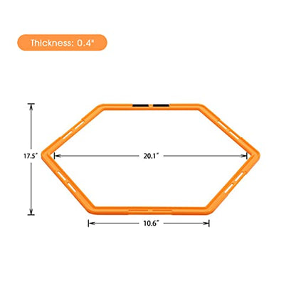 Max4out Hex Agility Rings Set of 6/12 Rings for Speed & Agility Footwork Training, Hexagon Ladder with Fitness Equipment Sport Workout Home Gym, Kids and Adults (Orange)