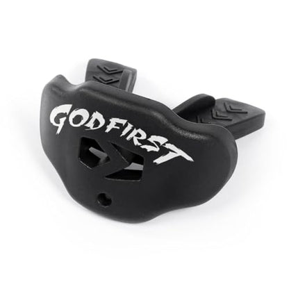 Football Mouth Guard with Strap – Lip Guard Football Mouthpiece – Youth & Adult – Sleefs - color: God First Black