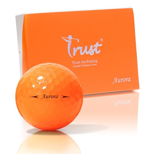 Trust Golf Balls - Aurora & Rosa Crystal Urethane Series | Eye-Catching & Easy to Spot | Maximum Distance, Soft Feel, Straight Flight, & Greenside Control | Blue, Orange, Pink, Yellow | 12 or 48 Balls - color: Aurora-Orange-1 Dozen-12 Balls