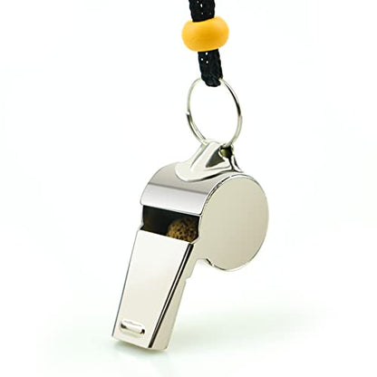 Stainless Steel Sports Whistles with Lanyard, Loud Crisp Sound Whistles Bulk Great for Coaches, Referees, and Officials - color: Silver B