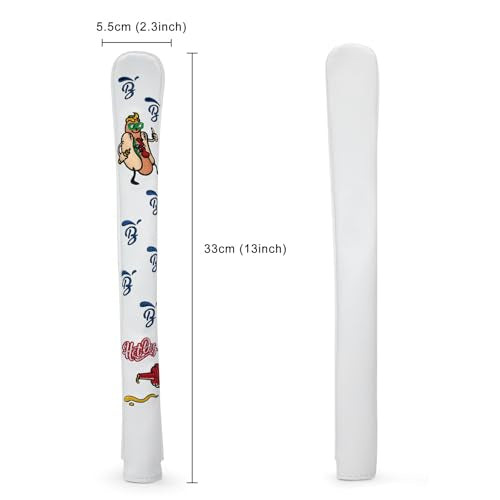 Golf Alignment Stick Cover Hot Dog Design Premium Leather Golf Cover for Alignment Stick Holds 2 Sticks, White