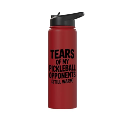Tears of My Pickleball Opponents Fun Competitive Pickleball Stainless Steel Insulated Water Bottle - color: Red
