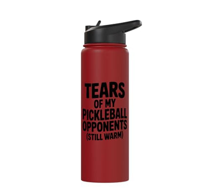 Tears of My Pickleball Opponents Fun Competitive Pickleball Stainless Steel Insulated Water Bottle - color: Red