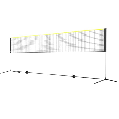 VEVOR Badminton Net, Height Adjustable Volleyball Net, Wide Foldable Pickleball Net, Portable Easy Setup Tennis Net Set with Poles, Stand and Carry Bag, for Kids Backyard Game Indoor Outdoor Use - size: 20 ft