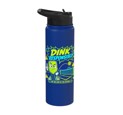 Dink Responsibly Pickleball Kitchen Court Stainless Steel Insulated Water Bottle - color: Royal Blue