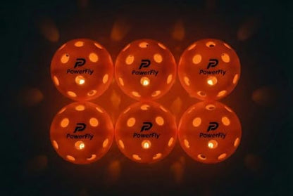 PowerFly Outdoor LED Pickleball Balls, High Visibility, 6 Pack - color: Orange