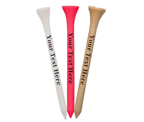 GBM White Golf Tees 100 Pack – 2 3/4″ Wooden Golf Tees – Customizable 2-Line Personalized Golf Tees – Durable Bulk Golf Accessories for Men & Women