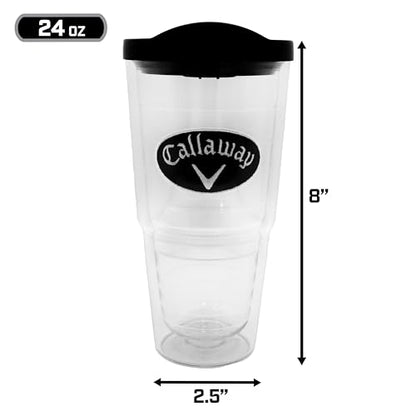Callaway Golf 24oz Clear Patch Tumbler Gift Set - includes golf towel, 24oz tumbler, plastic golf tees, a poker chip ball marker and a divot tool