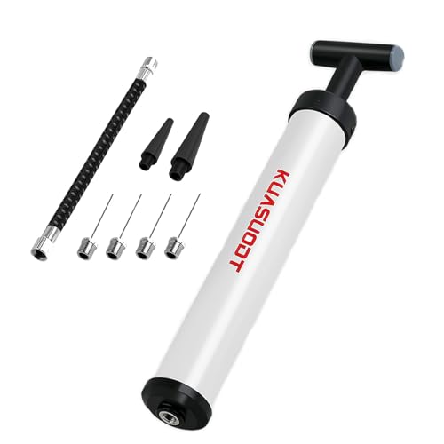 Ball Pump Air Pumps for Balls 10 Inch Hand Pumps 9 Pcs Ball Pump Kit, Portable Air Pump Sports Balls Accessories with 4 Needles, 2 Nozzles & Extension Hose for Volleyball Soccer Basketball Football - color: white