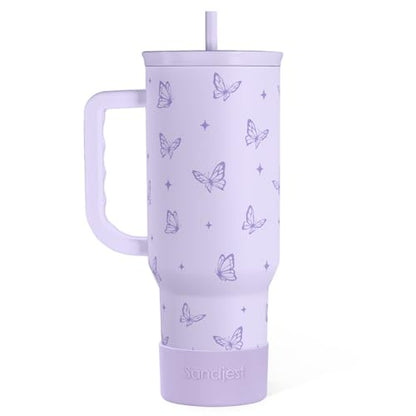 Butterfly Gifts for Women, Purple Butterfly Tumbler with Handle, Stainless Steel Insulated Coffee Travel Mug Cup, Gifts for Women Girls on Birthday Christmas, 40oz - color: Butterfly