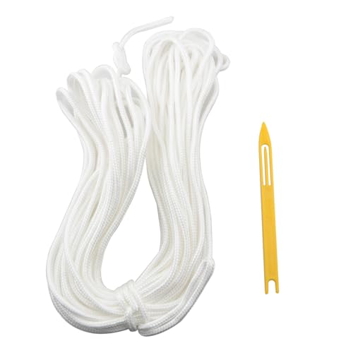 15 m 4 mm Long Lacrosse Net Tie Rope with Installation Aid Plastic Shuttle Suitable for Replacement Fixing of All Types of Lacrosse Nets in Backyards, Gardens and Playgrounds.