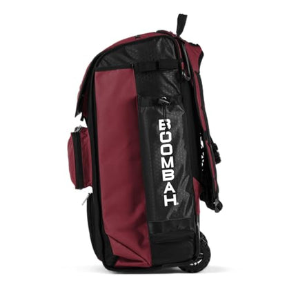 Boombah Catchers Superpack Hybrid Rolling Bat Bag - Multiple Colors - Wheeled & Backpack Version - color: Black/Cardinal