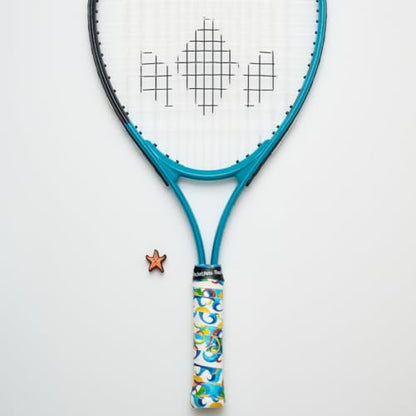 Racket Pets Kids Tennis Racket Dampener & Matching Overgrip Tape, Performance Shock Absorbing Dampener for Tennis Racket & Fun Animal Print Tennis Wrap Grip Tape - style: Starfish