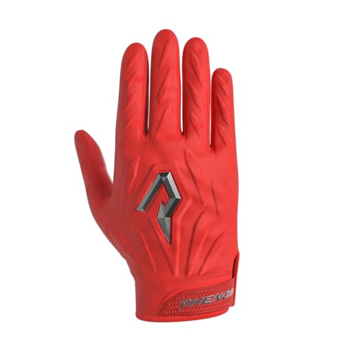 Phenom Elite Quantum Fierce Padded Football Gloves – Team Color | Lightweight, Protective Receiver Gloves for Kids - color: Red, size: Youth X-Small