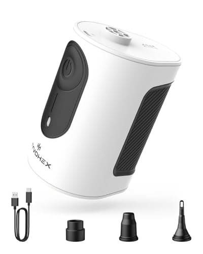 Portable Air Pump for Inflatables, 4000mAh Ultra Fast Air Mattress Pump with Advanced Heat Dissipation, 3 Nozzles Electric Air Pump Inflate Deflate for Sleeping Pads, Pool Floats - color: White, size: 8000mAh