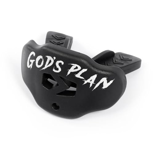 SLEEFS Football Mouth Guard - Youth Mouthguard with Strap - Lip/Teeth Protector Mouthpiece - No Boil - for Youth/Adults, Maximum Air Flow, for All Sports - God's Plan Black