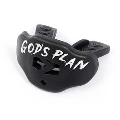 SLEEFS Football Mouth Guard - Youth Mouthguard with Strap - Lip/Teeth Protector Mouthpiece - No Boil - for Youth/Adults, Maximum Air Flow, for All Sports - God's Plan Black