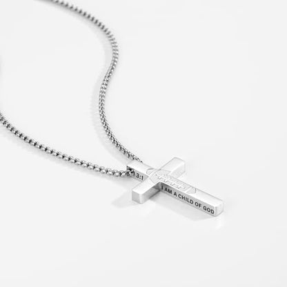 Football Cross Necklace for Boys Men, Stainless Steel Bible Verse Cross Pendant Chain Sports Gear Stuff Christian Religious Jewelry Gifts for Teen Boys Kids - color: Silver, style: I AM A CHILD OF GOD