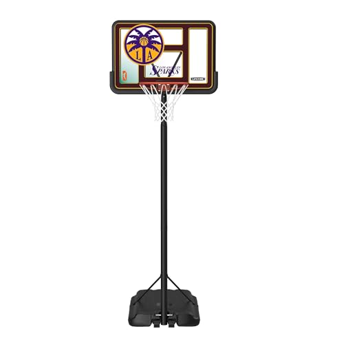 Lifetime WNBA Los Angeles Sparks Portable Basketball Hoop, Adjustable Height 7.5-10 Ft, 44 Inch Shatterproof Fusion Backboard, Base with Wheels