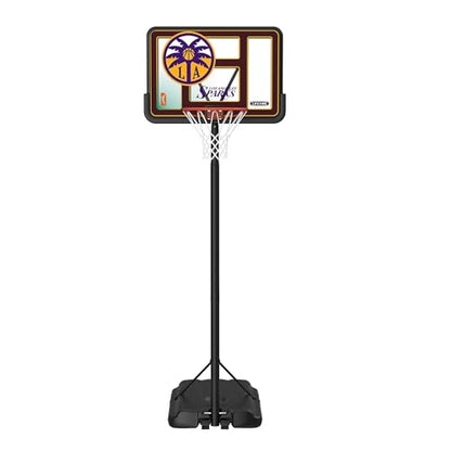 Lifetime WNBA Los Angeles Sparks Portable Basketball Hoop, Adjustable Height 7.5-10 Ft, 44 Inch Shatterproof Fusion Backboard, Base with Wheels