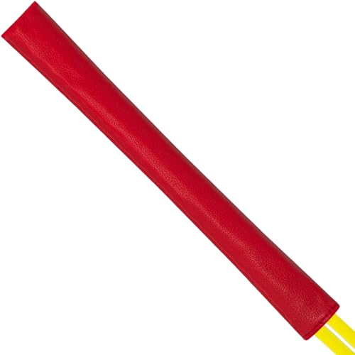 Golf Alignment Stick Cover Premium Leather Perfect Cover for Alignment Sticks Classic Blank Direction Rod Design Alignment Sticks Holder Golf Club Protector Holds 2 Sticks. - color: Red