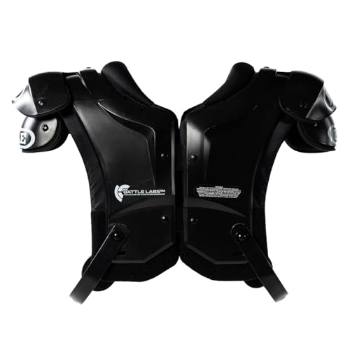 Battle Sports Defender Football Shoulder Pads – The Lightest, Most Protective in Its Class – Aerospace Grade Materials, Ventilated Design, Removable Sternum Plate, Foam Neck Roll - color: Black, size: Youth-Small