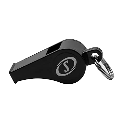 Spalding Sports Whistle with Lanyard | Ideal for Coaches, Referees & Officials | Available in Plastic or Metal - color: Plastic - 2 Pack - Black