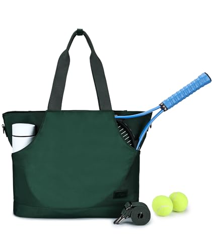 Tennis Bags for Women, Large Pickleball Tote Bag Men 2 Rackets Lightweight Crossbody Shoulder Bag for Gym Sport - color: Green