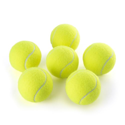 PHOEPET 6-Pack Tennis Balls for Beginner Training Practice- Bulk Dog Balls for Fetch Chew Toys(Neon Yellow) - color: Yellow - 6 Pack, size: Medium 2.5"- 6 Pack