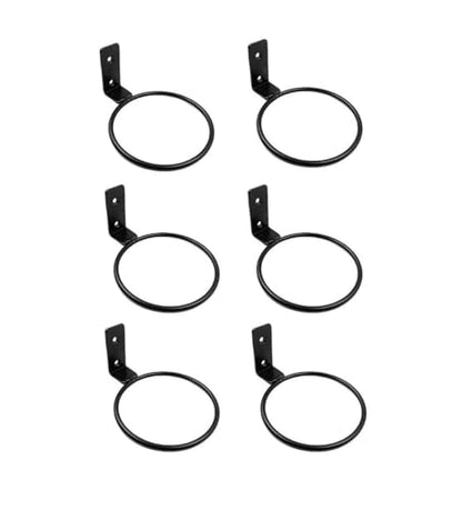 6PCS 4 Inch Diameter Black Metal Wall-Mounted Ball Holder - Universal Storage Rack for Basketball, Football, Volleyball & Soccer (Space-Saving Display)