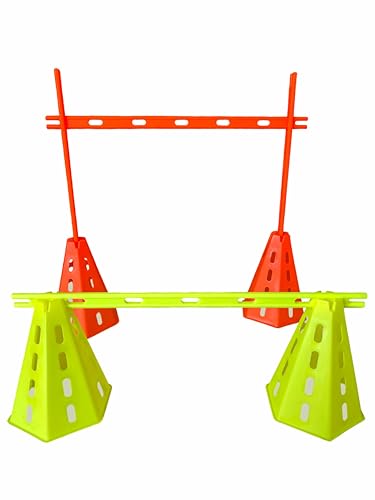 Arriba Sports Cone Hurdle Set; Training Cones and Agility Poles: Agility Training Set; 12 Cones and 6 Agility Poles with Carry Bag