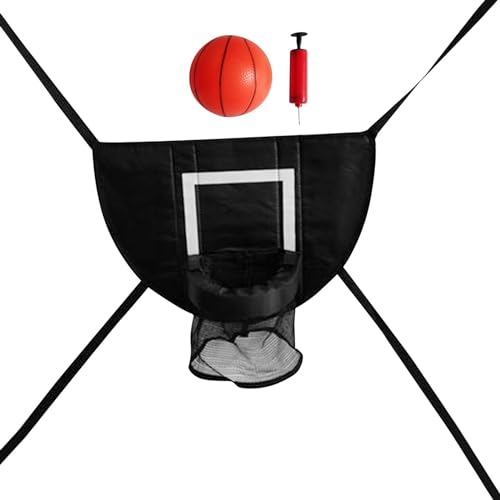 Basketball Hoop Mini Trampoline Basketball Rack Enclosure Accessories Breakaway Rim Waterproof Soft Oxford Cloth Suitable for Kids Sport - color: with a ball
