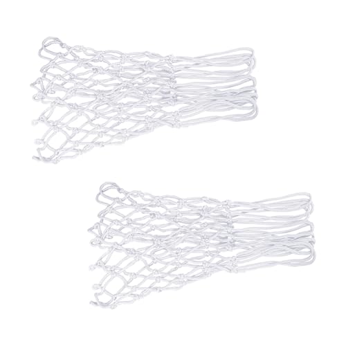 2 Pcs Mini Basketball Nets Small Basketball Hoop Net Replacement 8 Loops Nylon Basketball Net for Kids Activity Supplies White