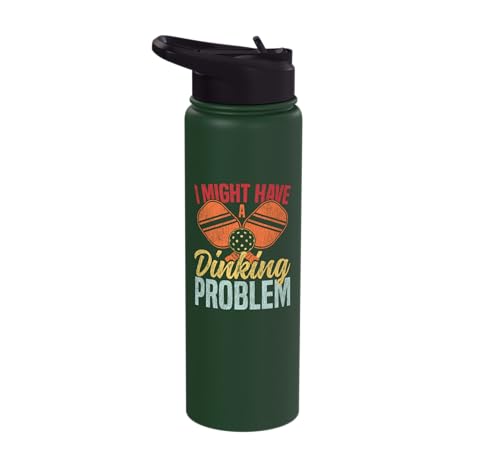 Funny Pickleball Paddle Pun Retro Vintage I Might Have A Stainless Steel Insulated Water Bottle - color: Dark Green