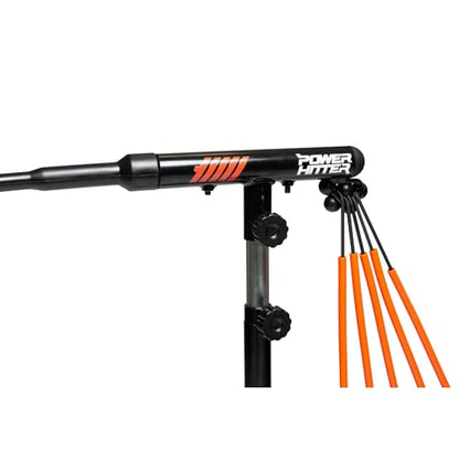 Anytime Baseball Power Hitter Baseball Swing Trainer for Baseball & Softball - Durable Baseball Training Equipment with High-Visibility Hitting Stick & Head - Carrying Case, Extra Bands & Stakes