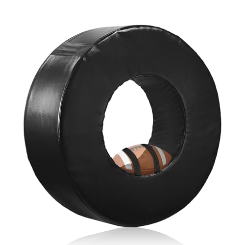 Wibeelee Football Tackle Wheel Tackling Dummies for Football High-Density Sponge and Waterproof PU Leather Tackling Ring with Straps for Youth Football Practice