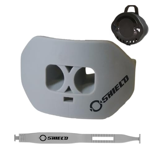 O Shield Core Football Mouth Guard with Detachable Strap, No Boil Brace Friendly Lip Guard for Football, 7v7, Flag Football and Training - color: Grey/Silver