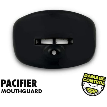 DAMAGE CONTROL Pacifier Mouthpiece – Football Mouthguard with Helmet Strap, Protects Teeth, Jaw & Mouth – Mouth Piece for Sports, No Boiling, Allows Airflow – Gear for Adults & Youth (Black) - color: Black