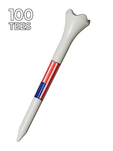 Pride Golf Tee Performance Plastic Golf Tees - Stars and Stripes - 100 Count, 3-1/4 Inch - Improve Distance and Accuracy - color: USA Flag